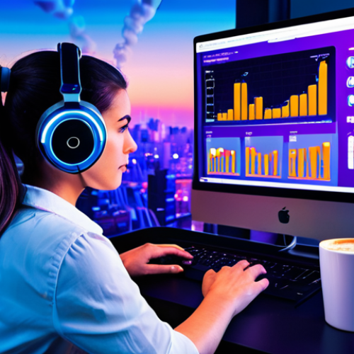Home 4 **
> A determined advertising designer, illuminated by a laptop screen displaying industry trend data, amidst a whirlwind of swirling job postings and skill icons. The background subtly blends a cityscape with a remote work setup (coffee mug, headphones). Emphasize a sense of proactive learning and adaptation. Style: Clean, modern, slightly futuristic. Colors: Blues, purples, and vibrant accents.
**