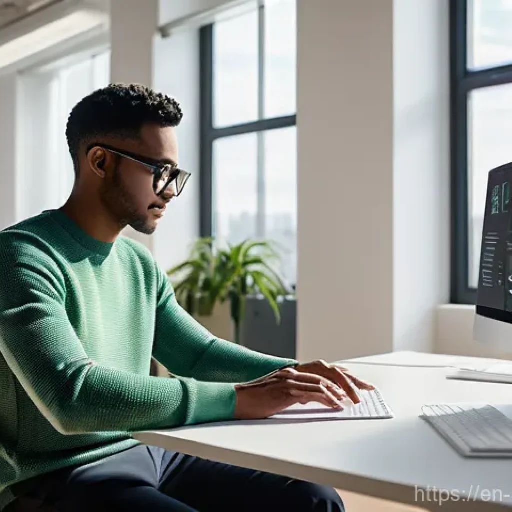 광고디자인 자격증 시험 후기 - A diverse graphic designer, wearing smart casual attire including a fitted sweater and well-tailored...