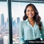 광고디자이너 연봉협상 팁 - **Prompt:** A confident female graphic designer, in her late 20s to early 30s, wearing stylish busin...